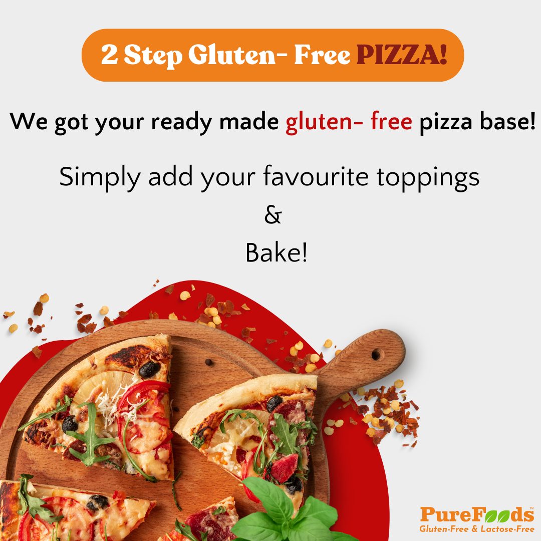 Save time in the kitchen! 

Create your own pizza, just the way you always wanted! Schär’s ready-to-bake pizza base is topped within seconds, with everything you like and love. Pop it in the oven and voilà. 

Exclusively available on purefoods.org 
Link in Our Bio!

#PurefoodsIndia