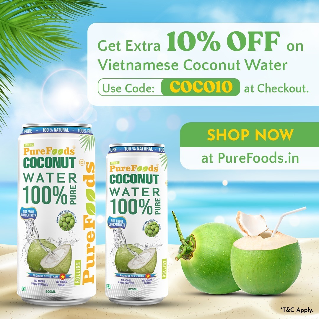 🌴☀️ Get Ready to Sip into Summer Bliss with our 100% Pure Vietnamese Coconut Water! 

🥥💦 Escape to a tropical paradise with every sip, as you indulge in the authentic taste of Vietnam's finest tender young coconuts. 🌴🇻🇳

🌟 Our coconut water is meticulously sourced & canned right in the heart of Vietnam, ensuring maximum freshness and a flavor that's simply unmatched. 🌊✨

And the cherry (or should we say coconut!) on top? 🍒🥥

Use OFFER CODE COCO10 at Checkout on PureFoods.in to enjoy an EXTRA 10% OFF on Every Can - making this irresistible summer deal even sweeter! 😍

Don't let this thirst-quenching opportunity slip away. Dive into the ultimate hydration experience today! 🏊‍♀️💧

Hurry, stock is limited! 🛒⏰ Shop now @ www.PureFoods.in!

#PureFoodsCoconutWater #TasteofVietnam #COCO10 #SipIntoSummer #GlutenFree #Healthy #HealthyEating #HealthyLiving #ChooseHealth #PureFoods #Nutrition #Wellness #Workout #HappyMind #Pure #Sale #HealthyLifestyle #Plantbased #PureOffers #SummerDrinks #SummerVibes #Summer #BeatTheHeat